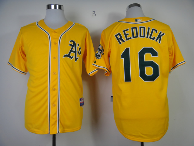 Men Oakland Athletics #16 Reddick Yellow MLB Jerseys->oakland athletics->MLB Jersey